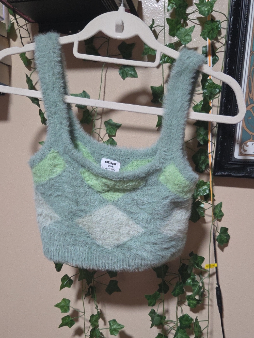 Cotton On Mint Green Fuzzy V-Neck Tank